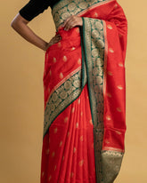 Sivappu Pachchai Tussar Saree